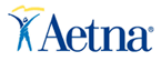 The image features a logo with text reading AETNA on a background that includes shades of blue and yellow, along with a stylized graphic resembling a leaf or an abstract design element.