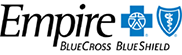 The image shows a logo with the text EMPIRE prominently displayed at the top, followed by BLUE CROSS BLUESHIELD below. The logo features a stylized shield with crossed swords and a cross inside it, symbolizing healthcare services.