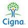 The image displays a logo with the text Cigna below a graphic that includes a stylized tree with leaves and a central trunk, suggesting an emblem related to health or environmental services.